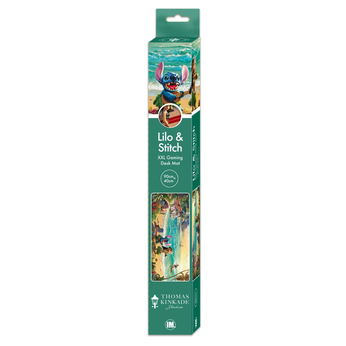 Thomas Kinkade Lilo &amp; Stitch XXL gaming mat angled view