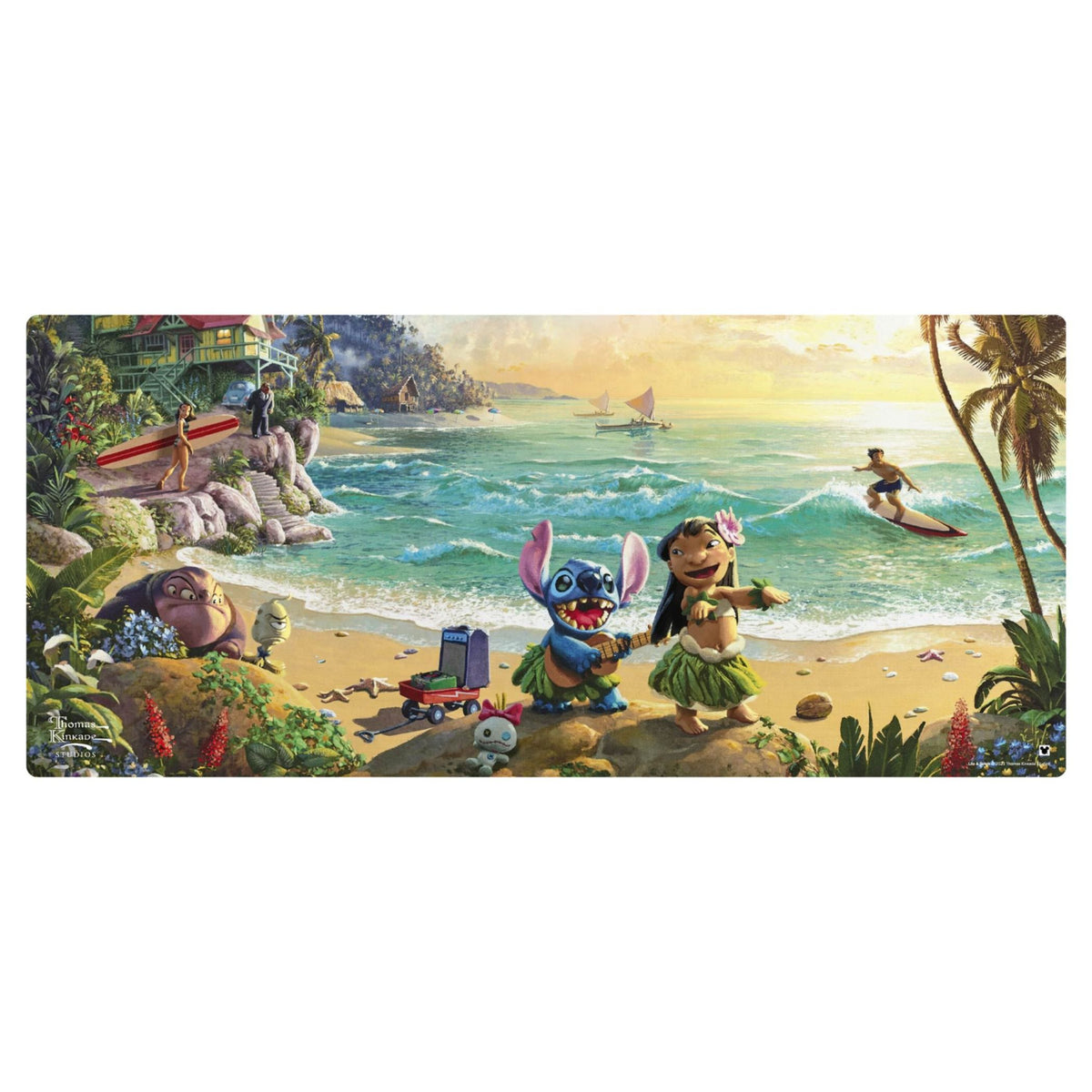 Thomas Kinkade Lilo &amp; Stitch XXL gaming mat side detail