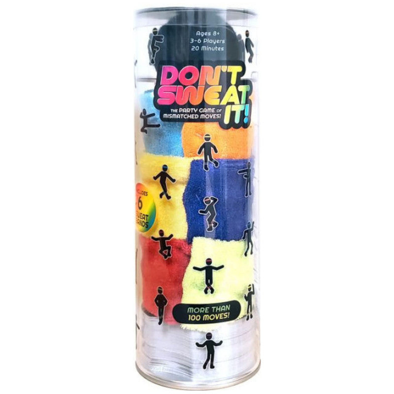 Don&#39;t Sweat It party game in a tube with sweatbands and figure images