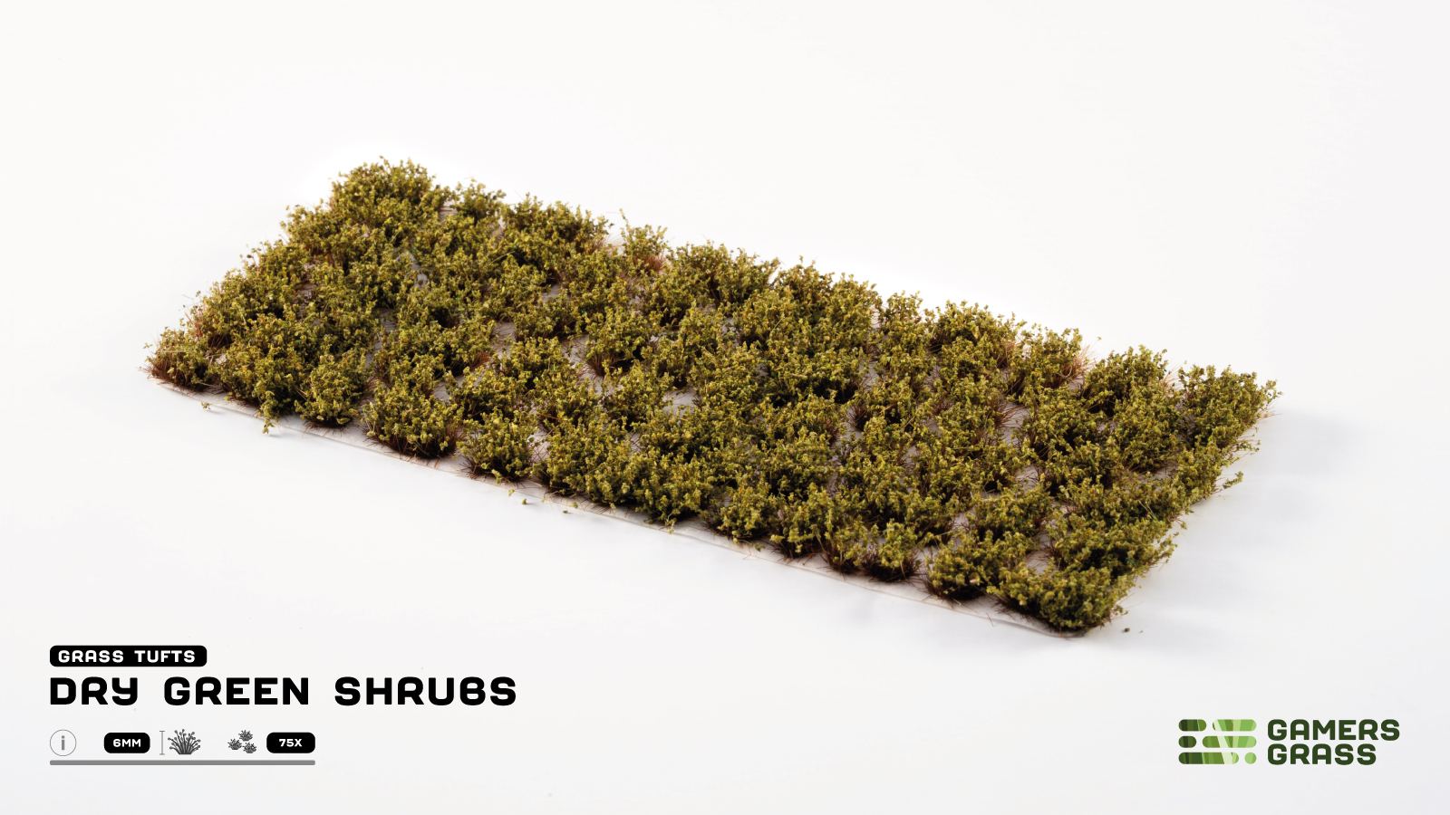 Dry green miniature shrub tufts on a sheet for tabletop terrain modeling