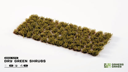 Dry green miniature shrub tufts on a sheet for tabletop terrain modeling
