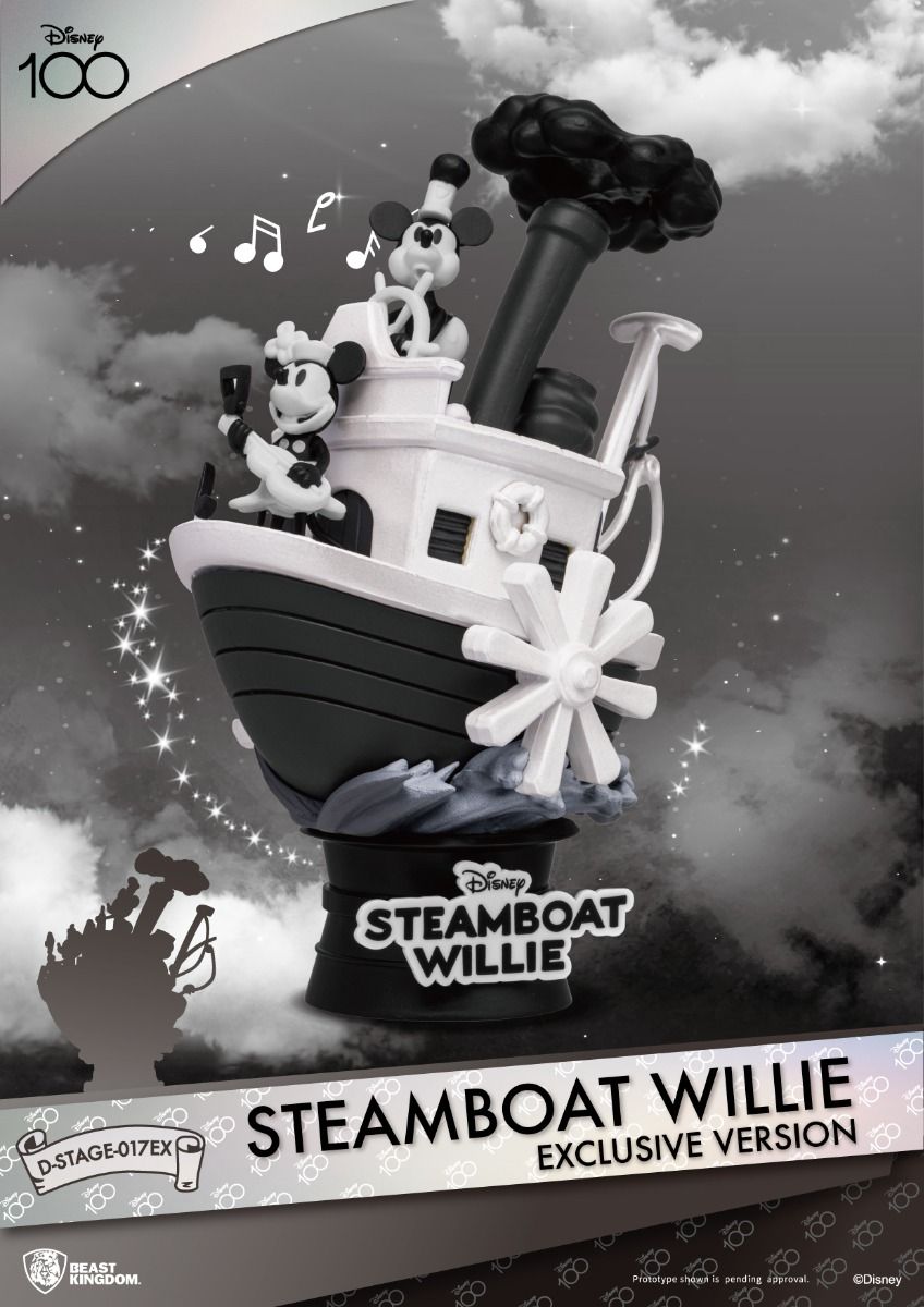Steamboat Willie exclusive version collectible figure with Mickey and Pete on the deck