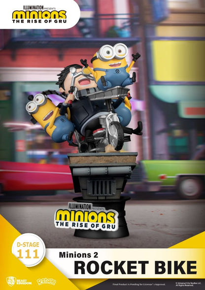 Minions 2 Rocket Bike collectible figure with Gru and two minions riding on a motorcycle