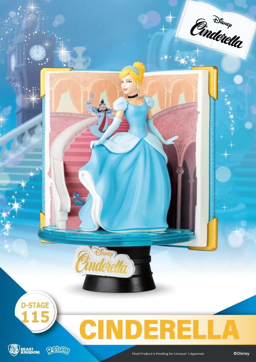 Cinderella seated in pumpkin carriage with magical swirls around