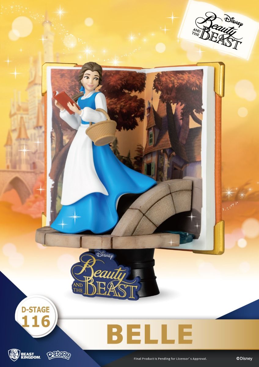 Close-up side angle of Cinderella storybook series figure with floral and book-themed base