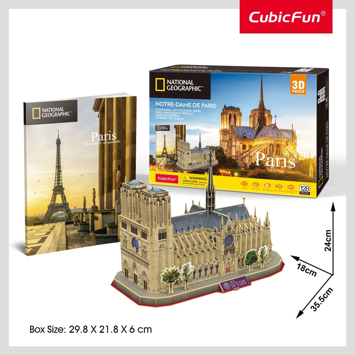 National Geographic 3D Notre Dame 128 Piece Puzzle - Good Games