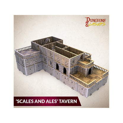 Modular fantasy tavern building terrain model for tabletop games