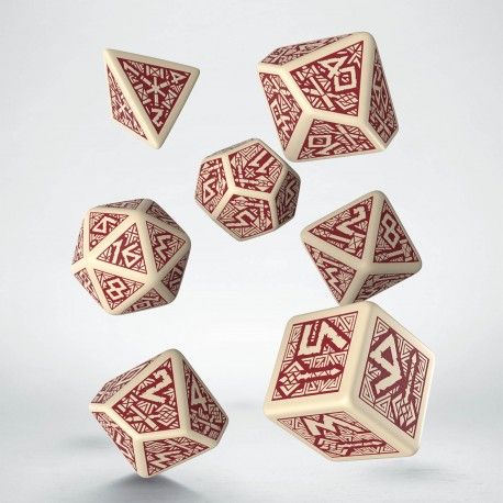 Q Workshop - Dwarven Beige & Burgundy Dice Set (7) - Good Games