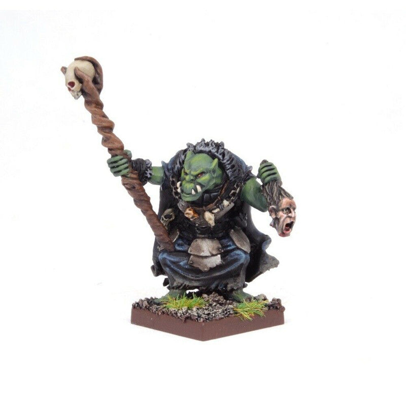 Kings of War Orc Godspeaker miniature casting a spell with raised staff