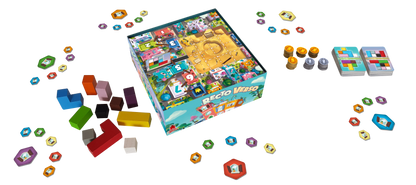 Exploded view of Recto Verso game components laid out clearly