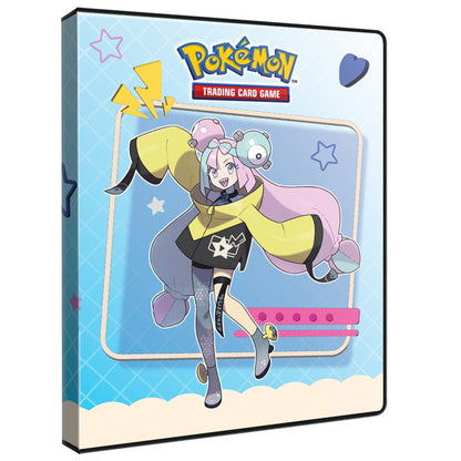 Pokemon TCG card binder cover featuring a full-body illustration of the streamer character Iono