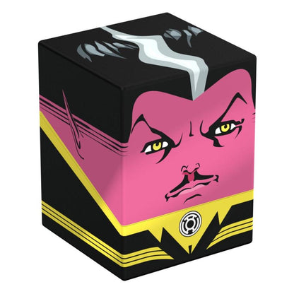 Cubic deck box featuring the magenta-skinned face and yellow uniform details of DC villain Sinestro