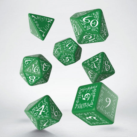 Q Workshop - Elvish Green &amp; White Dice Set 7