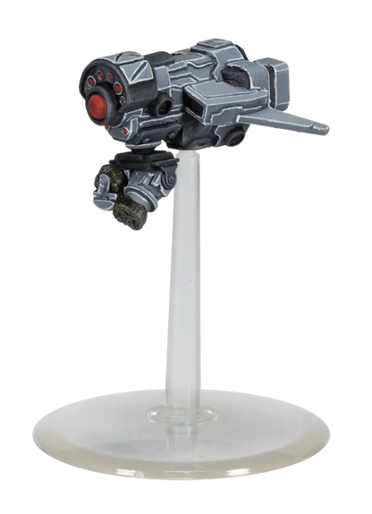 Enforcer Missile Shield Drone, grey w/ red optic, on clear stand