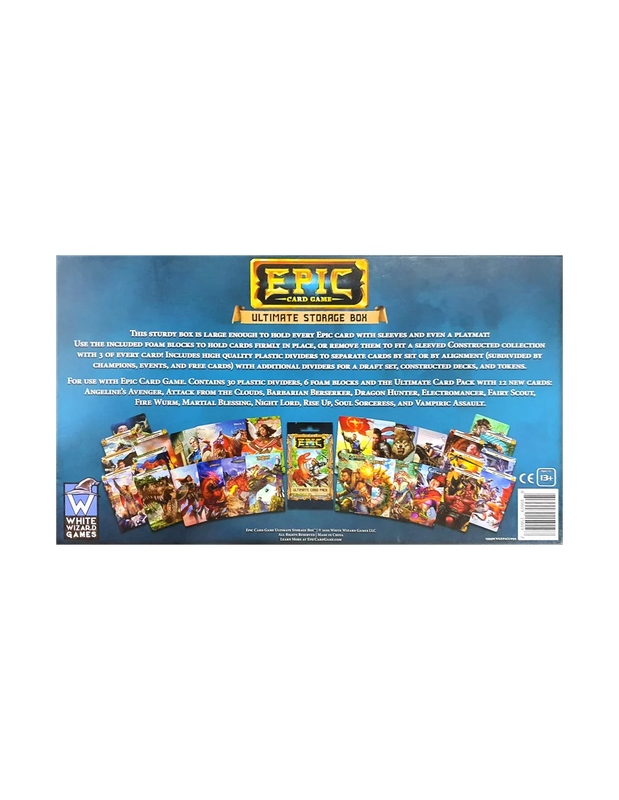 EPIC Card Game Ultimate Storage Box with illustrated card art and logo