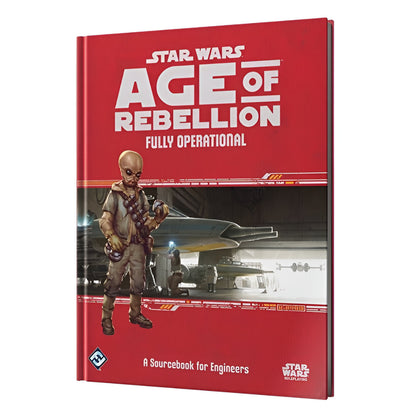 Star Wars Age of Rebellion RPG: Fully Operational sourcebook cover. An alien engineer holds tools in a spaceship hangar