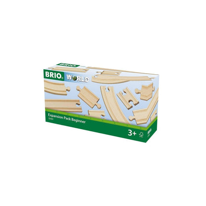 BRIO WORLD Expansion Pack Beginner box displaying wooden train tracks and connectors