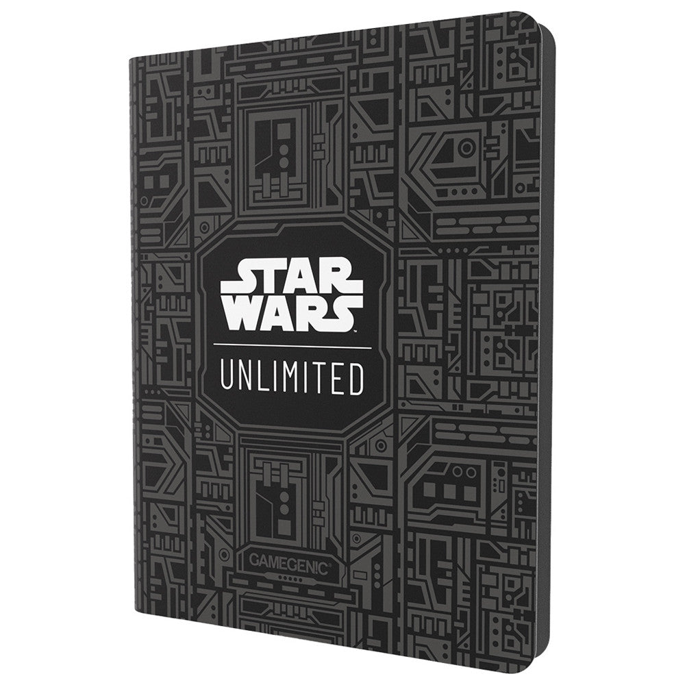 Black Star Wars Unlimited card binder with a grey circuit pattern