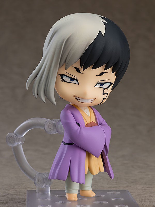 Close-up of Nendoroid Gen Asagiri with smirking face and stylish outfit