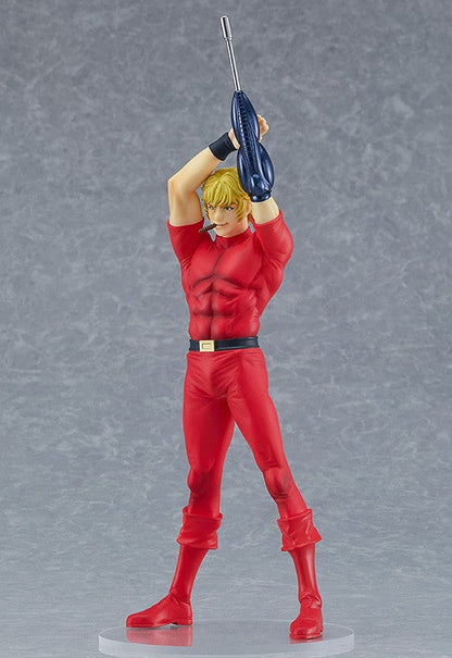 Cobra anime character action figure in red suit and black gloves holding Psycho Gun overhead