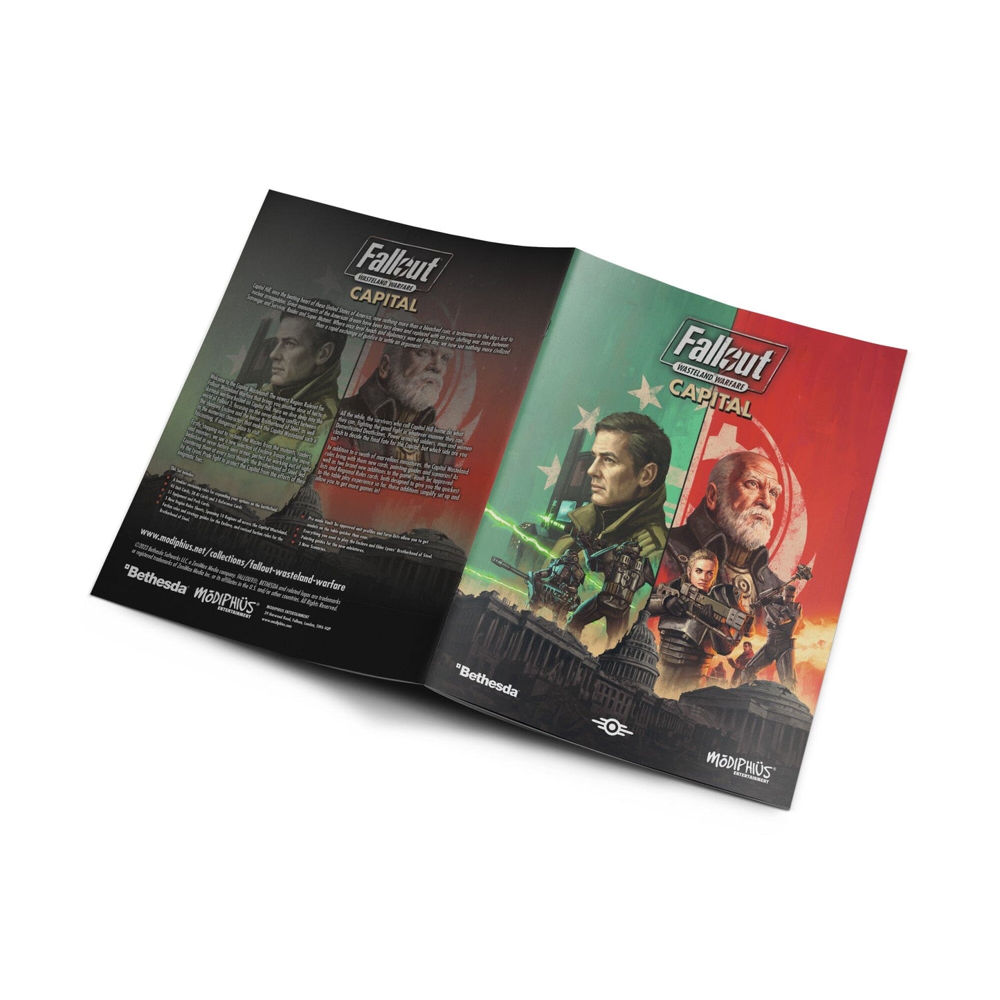 Game book cover shows armed characters in a ruined Washington D.C., with the Capitol