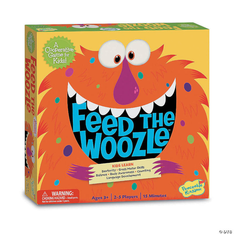 Peaceable Kingdom Feed the Woozle board game, orange monster box