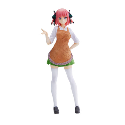 The Quintessential Quintuplets Nino Nakano figure in white shirt brown apron green skirt and white socks