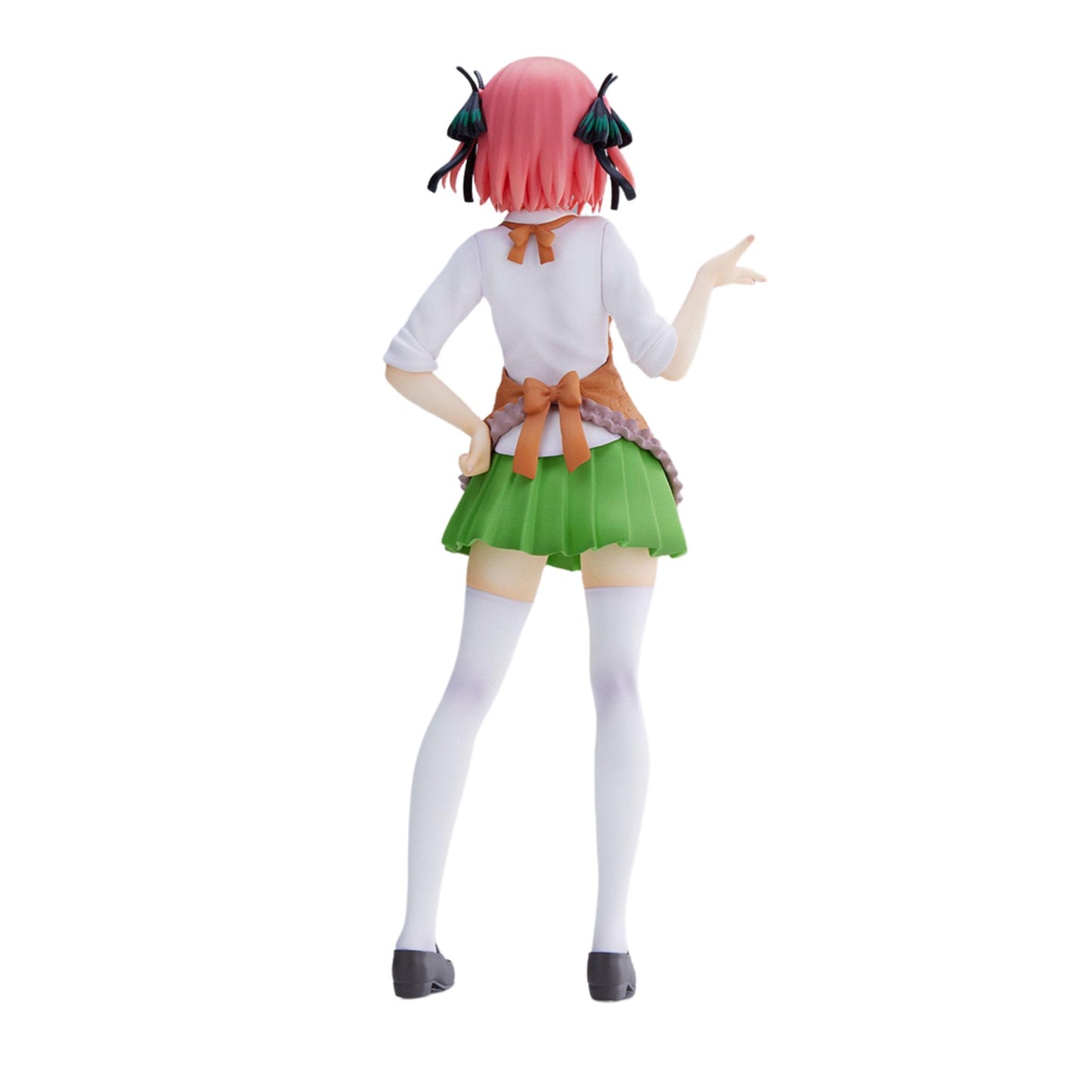 Quintessential Quintuplets Nino Nakano figure wearing a white shirt green skirt and brown apron seen from behind