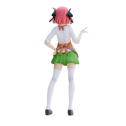 Quintessential Quintuplets Nino Nakano figure wearing a white shirt green skirt and brown apron seen from behind