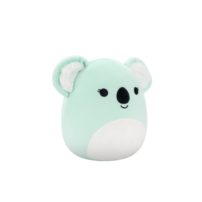 A mint green Squishmallow koala plush with white ears and belly, smiling