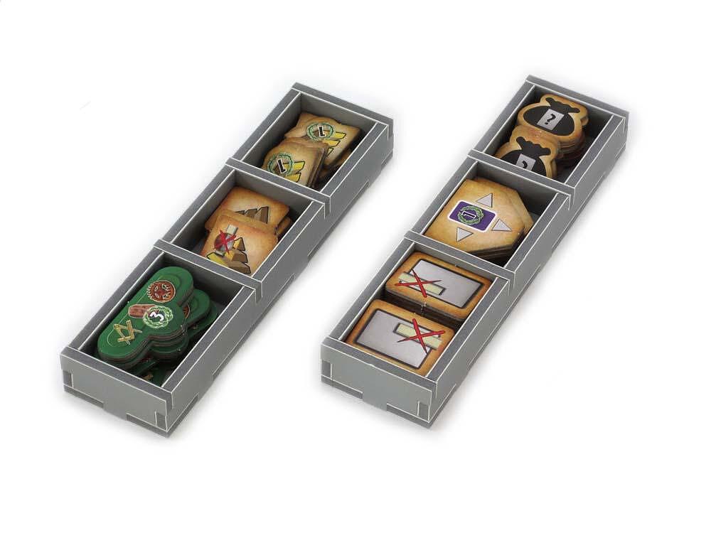 Folded Space 7 Wonders board game insert organizer, gray with token slots