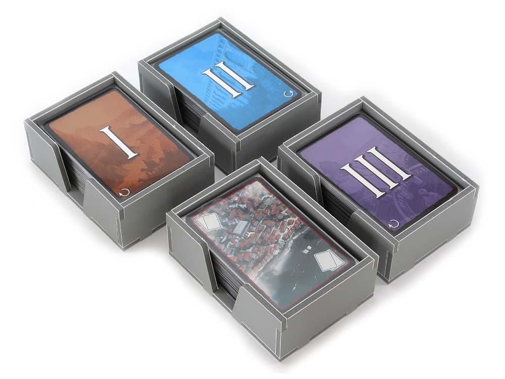 Folded Space insert for 7 Wonders with four card holders by age