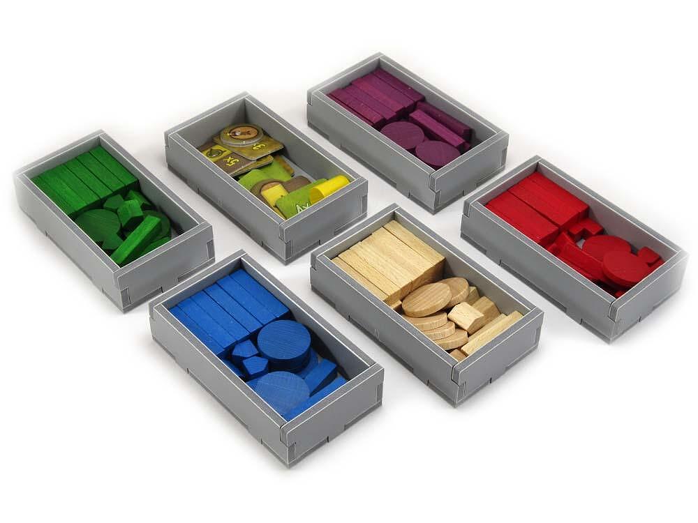 Folded black foam organizer insert for Agricola shown standing upright