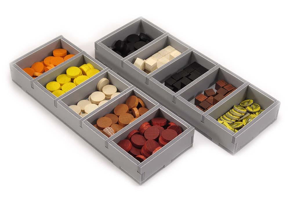 Foam insert folded flat with sections for Agricola game components