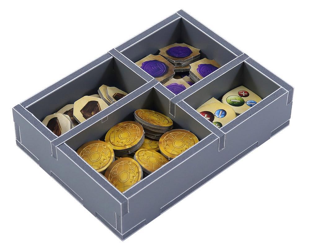 Folded Space organizer insert with Alchemists components arranged in foam sections