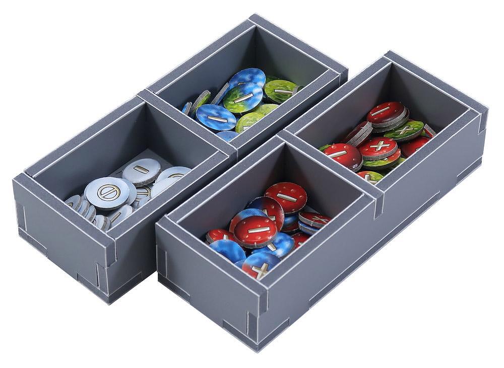 Folded Space insert partially folded with Alchemists game components inside