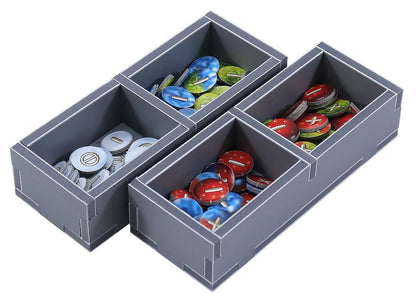 Folded Space insert partially folded with Alchemists game components inside