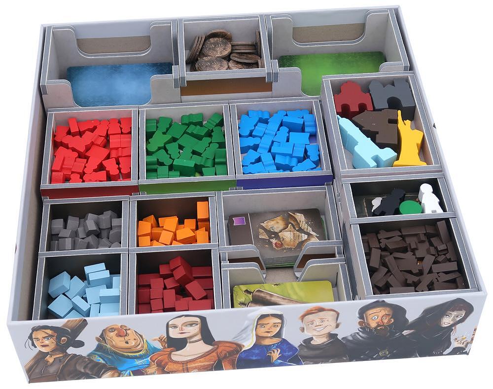 Folded Space insert organizer for Architects of the West Kingdom with game components placed inside collector’s box