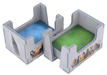 Close-up of Folded Space organizer compartments for Architects of the West Kingdom collector’s box
