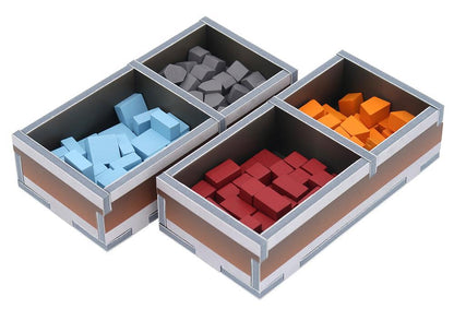 Folded Space insert with trays filled with Architects of the West Kingdom components inside the collector’s box