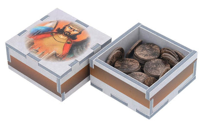 Folded Space game organizer with divided sections for the Architects of the West Kingdom collector’s edition