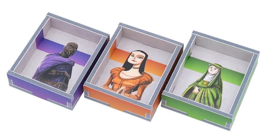 Folded Space insert with compartments loaded with Architects of the West Kingdom game parts inside collector’s box