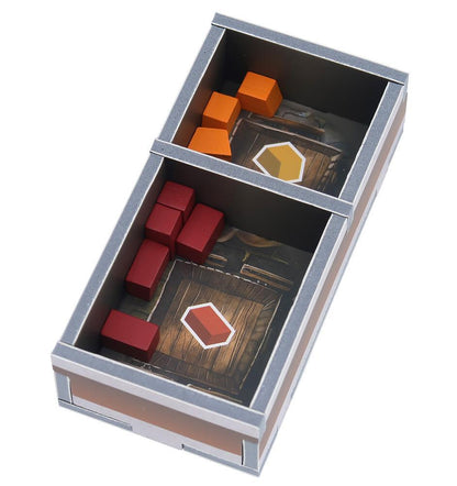 Folded Space organizer holding multiple decks and components of Architects of the West Kingdom