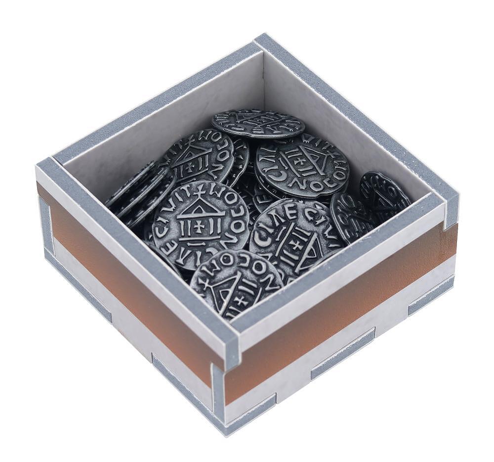 Folded Space game insert showing all components stored efficiently for Architects of the West Kingdom