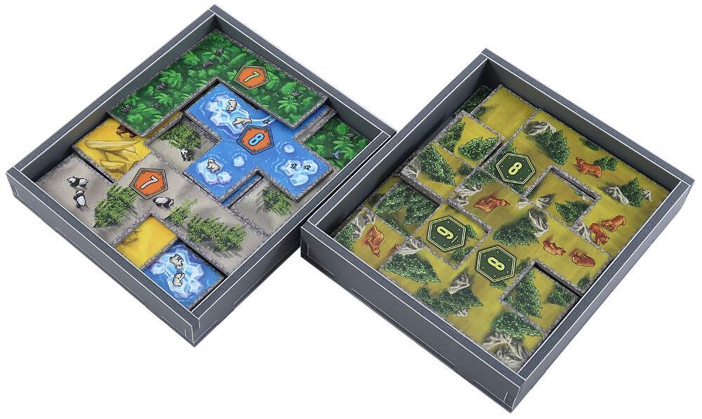 Close-up of token tray showing fit and organization