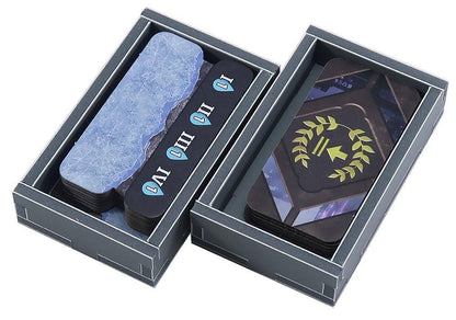 Folded Space Barrage organizer fully packed with game pieces