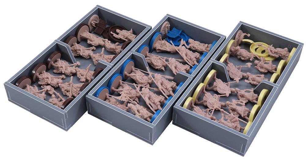 Tray filled with Blood Rage miniatures in insert