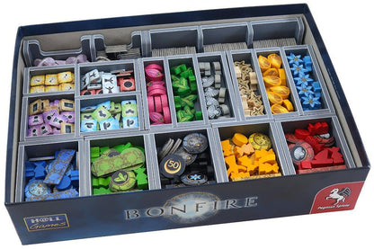 Top-down view of Bonfire insert with components organized