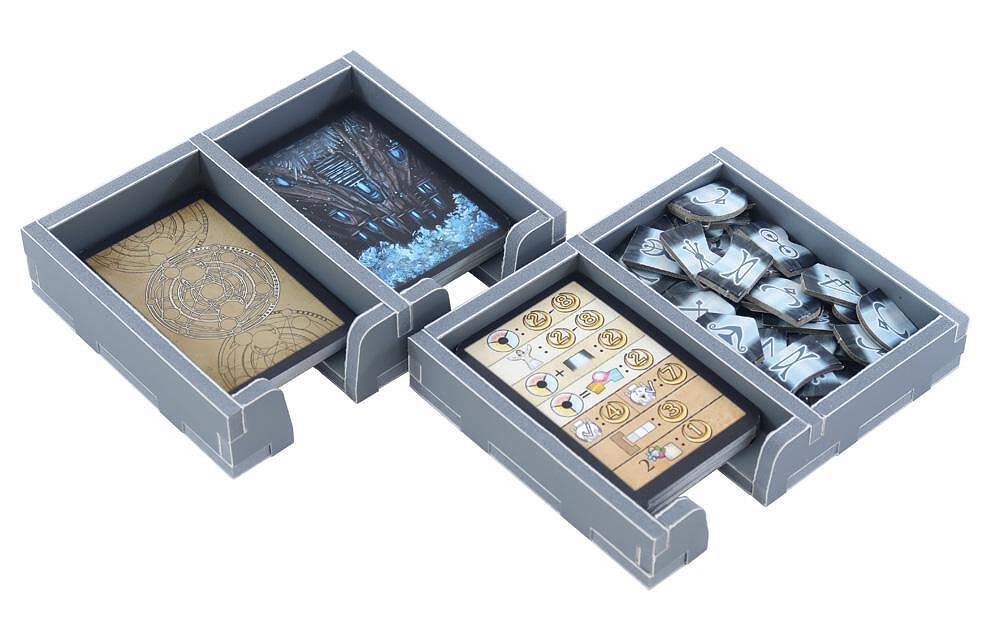 Storage tray setup for cards and tokens in Bonfire insert