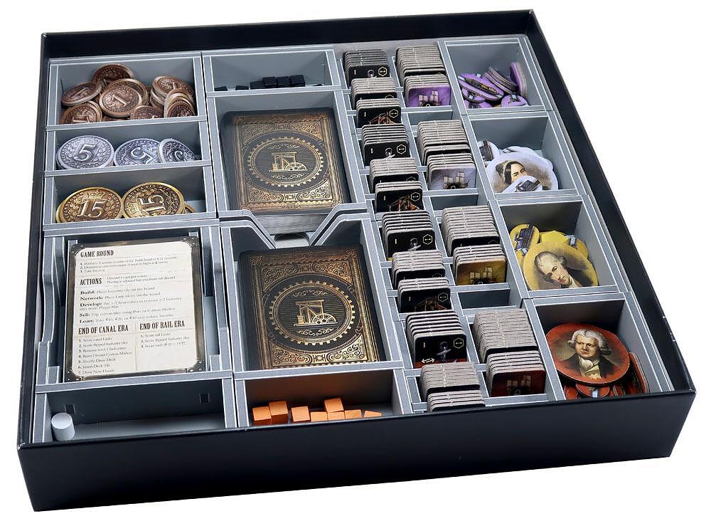 Folded Space organizer for Brass board games, black foam
